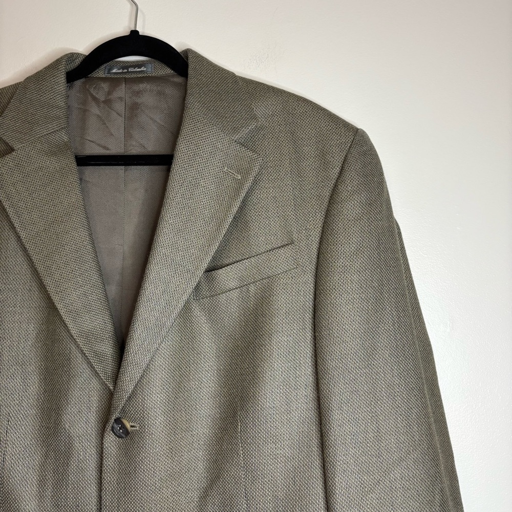 Oscar de la Renta Silk Wool Blend Tan Blazer 42XL Made in Colombia Sport Coat